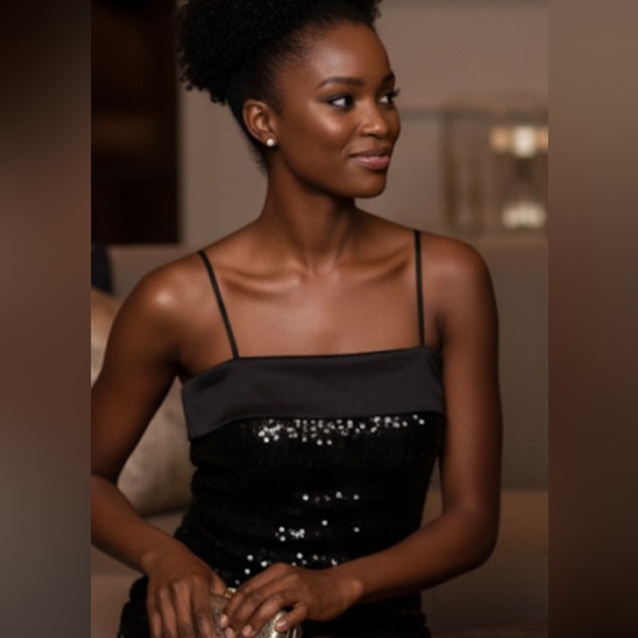 W by Worth Elegant Black Sequin Cocktail Dress NWT - Picture 1 of 11